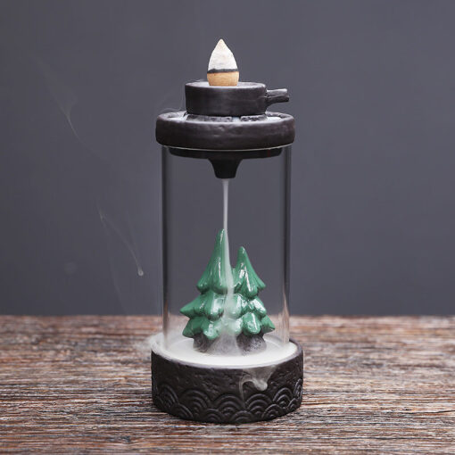 Backflow incense burner with acrylic cover