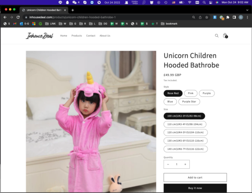 Unicorn Children Hooded Bathrobe - Image 4