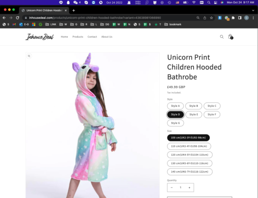 Unicorn Print Children Hooded Bathrobe - Image 13