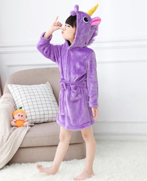 Unicorn Children Hooded Bathrobe - Image 5