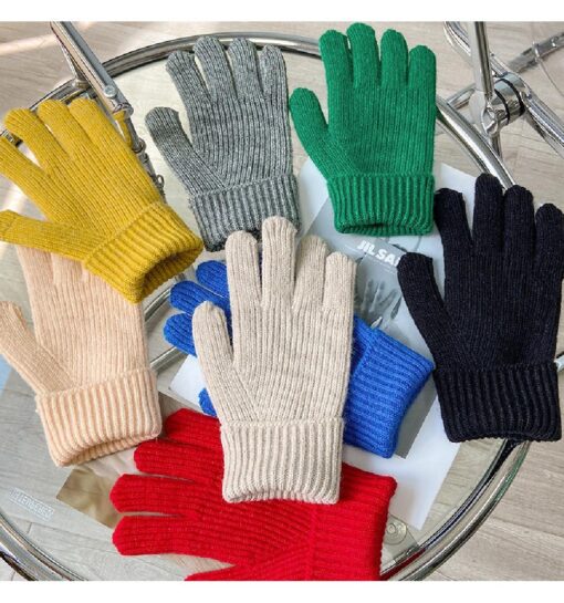 One or Two Pairs Winter Knitted Stretchy Full Fingers Gloves - Image 4