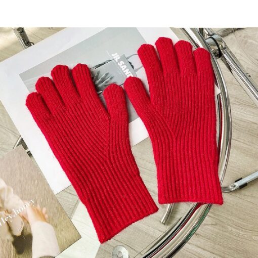 One or Two Pairs Winter Knitted Stretchy Full Fingers Gloves - Image 11