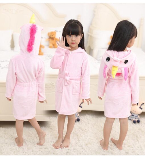 Unicorn Children Hooded Bathrobe - Image 3