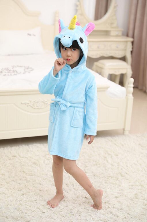 Unicorn Children Hooded Bathrobe - Image 2