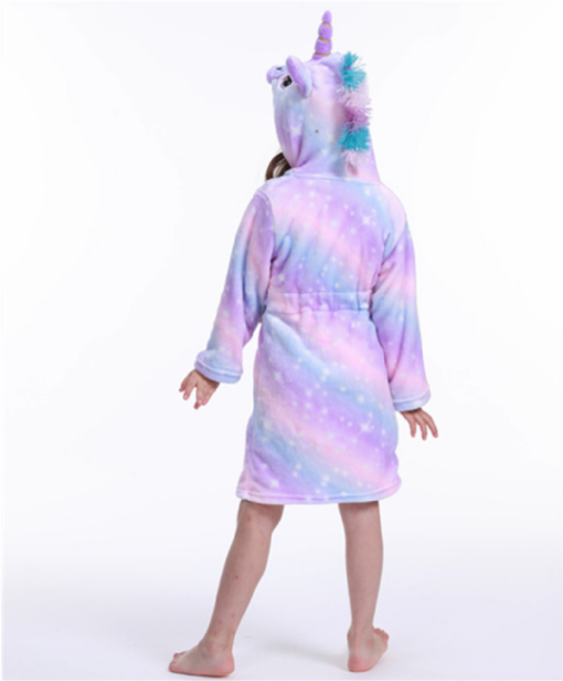 Unicorn Print Children Hooded Bathrobe - Image 8