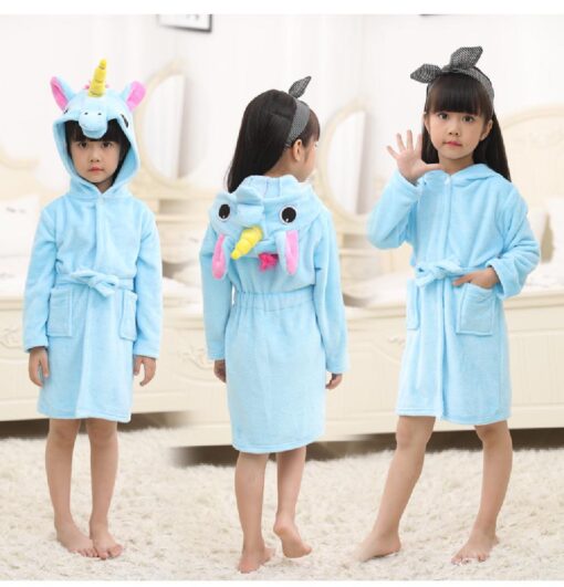 Unicorn Children Hooded Bathrobe - Image 7