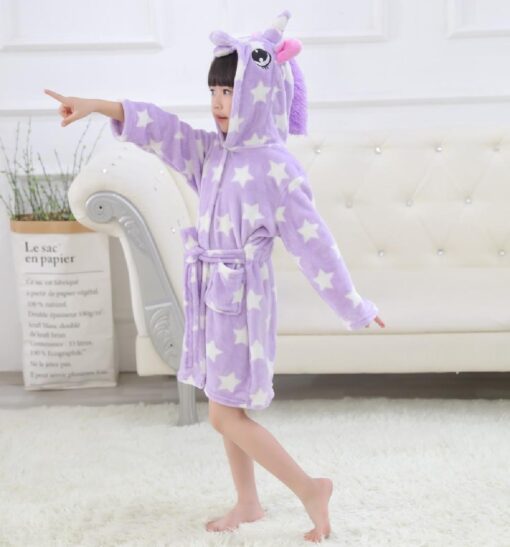 Unicorn Children Hooded Bathrobe - Image 6