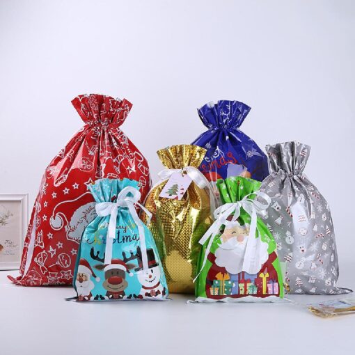 One, Two, or Three Christmas Drawstring Gift Bags - Image 4