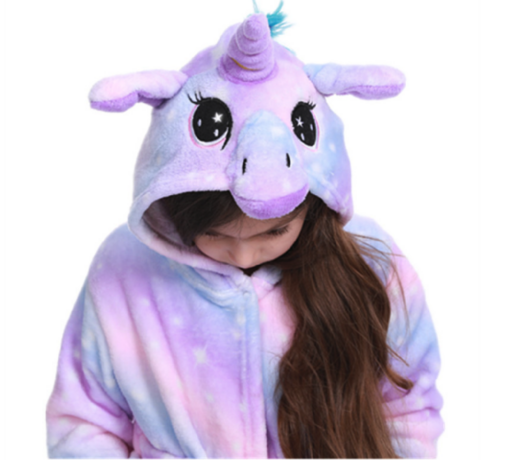 Unicorn Print Children Hooded Bathrobe - Image 15