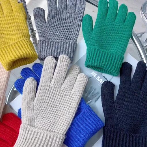 One or Two Pairs Winter Knitted Stretchy Full Fingers Gloves - Image 14