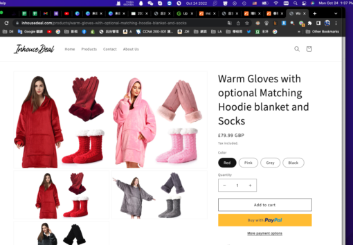 Warm Gloves with optional  Matching Hoodie blanket and Sock - Image 6