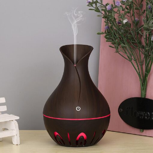 USB mini vase style wood humidifier with Oil set - Image 3