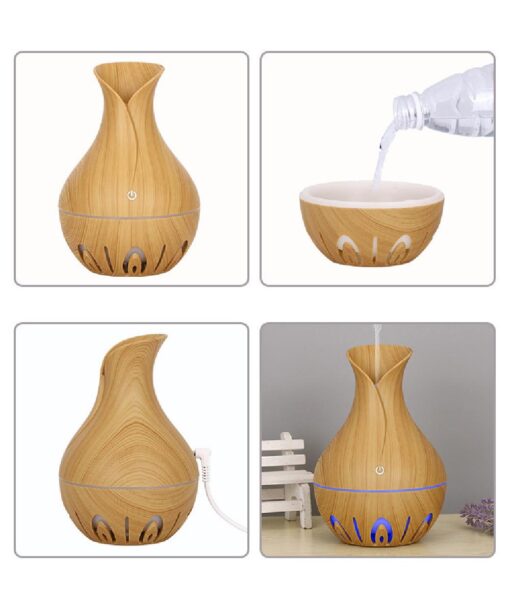 USB mini vase style wood humidifier with Oil set - Image 5