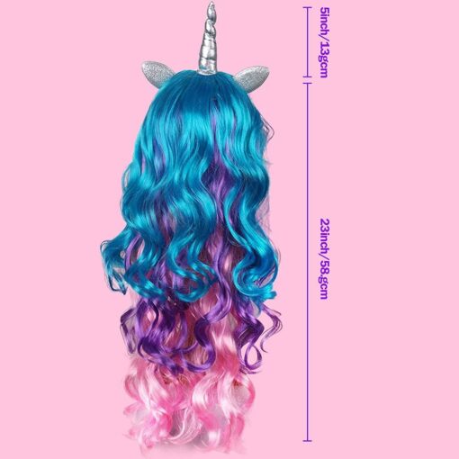 Adults Halloween Unicorn Wig with Horn and Ears - Image 7