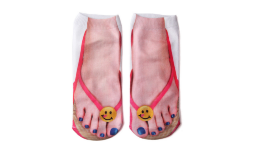 One or Eight Pairs 3D Flip Flop Printed Ankle Socks - Image 12