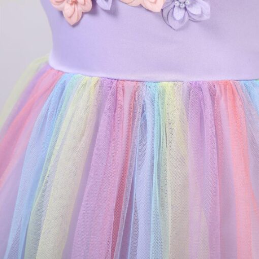 Kids Sleeveless Rainbow Unicorn Princess Dress - Image 3