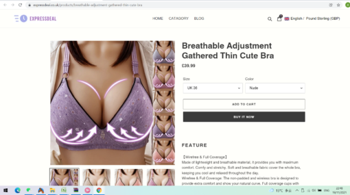 Breathable Adjustment Gathered Thin Cute Bra - Image 2