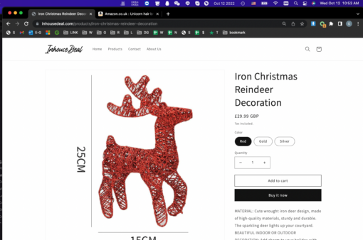 One or Three Iron Christmas Reindeer Decoration - Image 6