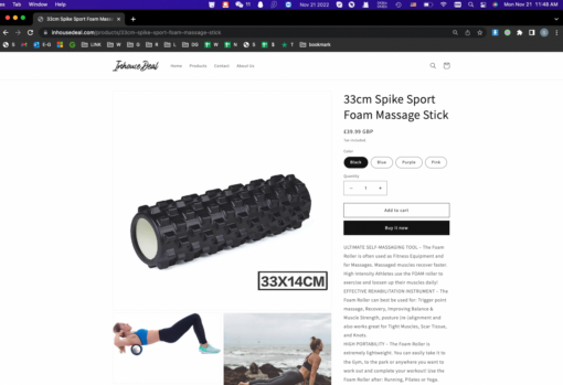 33cm Spike Sport Foam Massage Stic