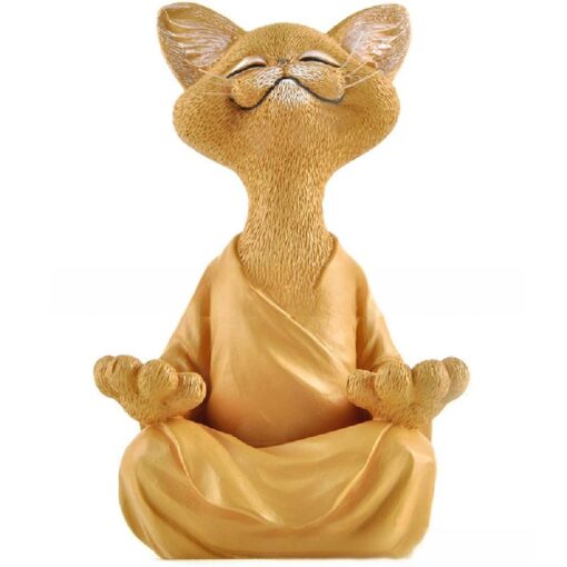 Meditation Yoga Cat Statue