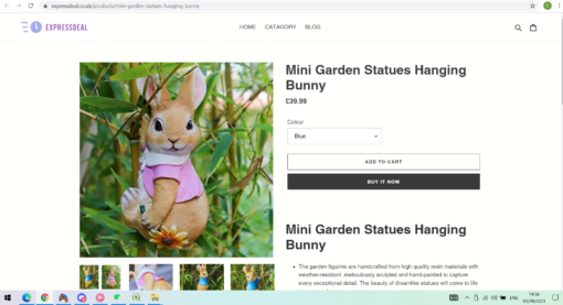 Mini Garden Statues Hanging Bunny - Image 3