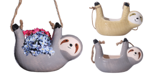 One or Two Ceramic Sloth Planter