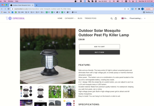 One or Two Outdoor Solar Mosquito Pest Fly Killer Zapper Lamp - Image 2