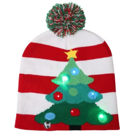 Light up  LED Christmas Flashing Beanie Hat Scarf Set - Image 2