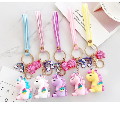 One or Five Silicone Unicorn Doll Key Chain Hanging Ring Ornaments - Image 15