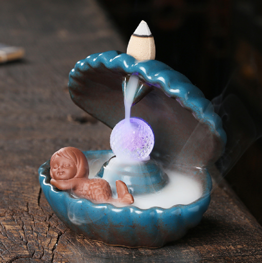 Shell Ceramic Waterfall Incense Burner with free incense cones - Image 8