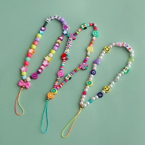 One or Three Rainbow Color Beaded Phone Chain - Image 2