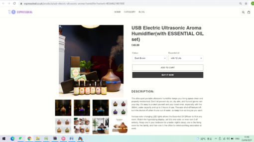 USB Electric Ultrasonic Aroma Humidifier With Optional Essential Oil Set - Image 3