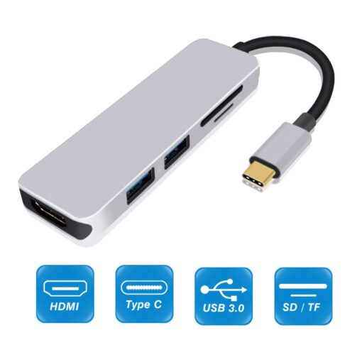 5 In 1 Type-C To HDMI / USB3.0 USB-C Micro USB Adapter - Image 3