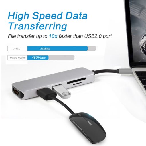 5 In 1 Type-C To HDMI / USB3.0 USB-C Micro USB Adapter - Image 5