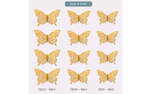 12 or 36 Pcs Metallic Art Butterfly Wall Sticker - Image 12