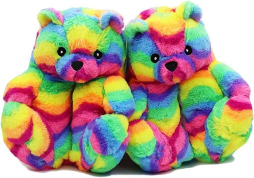 Winter Warm Cozy Plush Teddy Bear Colorful Slippers - Image 10