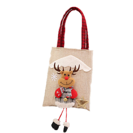 Christmas Long Legs Linen Non Woven Grocery Gift Bag - Image 8