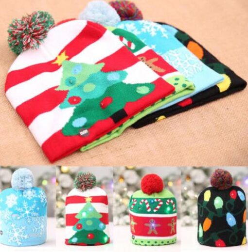 Light up  LED Christmas Flashing Beanie Hat Scarf Set - Image 18