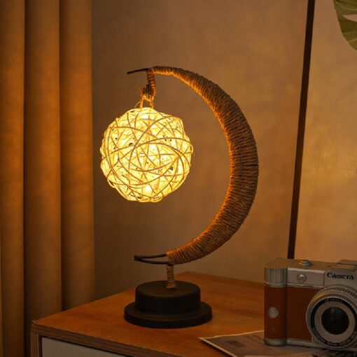 Led Half Moon Rattan Lamp - Image 12