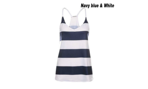 Women's Striped Backless V-neck Sleeveless Vest - Image 3