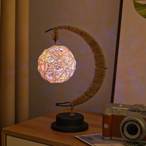 Led Half Moon Rattan Lamp - Image 8