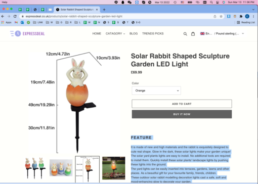 One or Two Solar Rabbit Shaped Sculpture Garden LED Light - Image 16