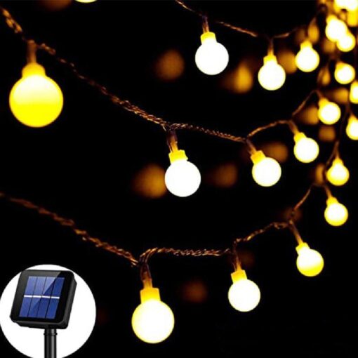 7M 50 LED 8 Lighting Modes Garden Outdoor Solar Sparkling Bulbs Bulbs String Lights - Image 3