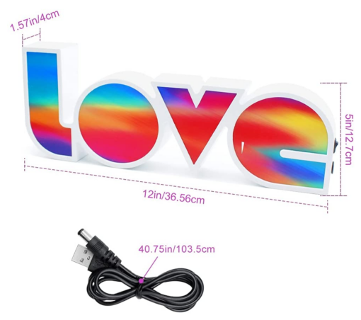 Rainbow LOVE Letter Lamp