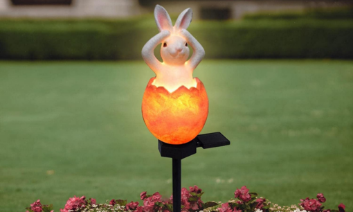 One or Two Solar Rabbit Shaped Sculpture Garden LED Light