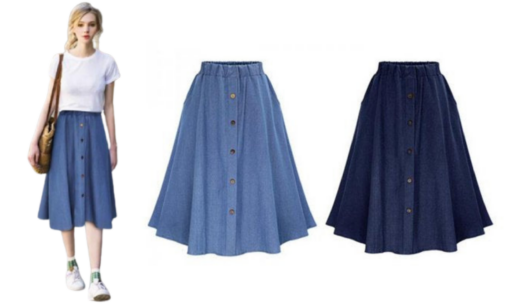 Women Fashion High Waist Denim Skirt Loose Slim Casual Skirt