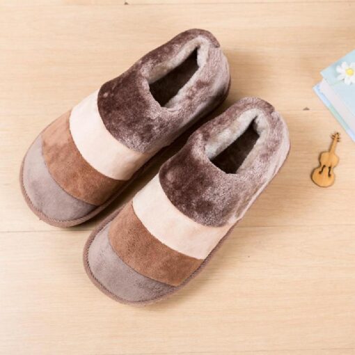 Warm Winter Colourful Stripe Plush Slippers - Image 11