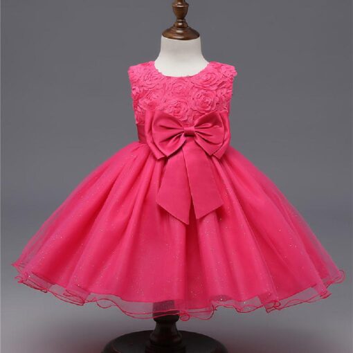 Kids Sleeveless Flowers Bowknot Princess Dress - Image 10