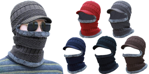 Thick Knit Skull Cap with next warmer