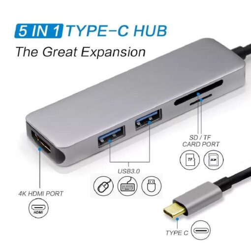 5 In 1 Type-C To HDMI / USB3.0 USB-C Micro USB Adapter - Image 6